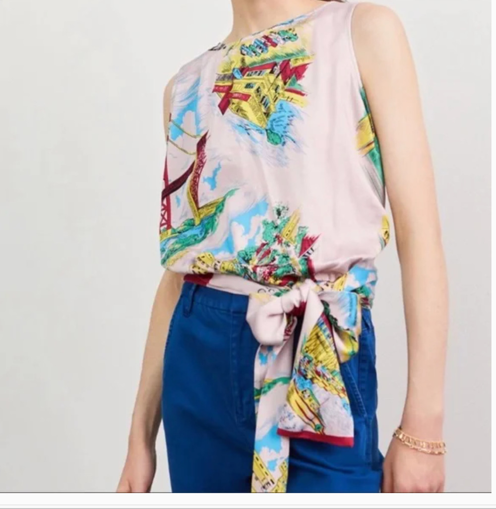 Tiny by Anthropologie Postcard Wrap Tie Pink Top Womens Sz M